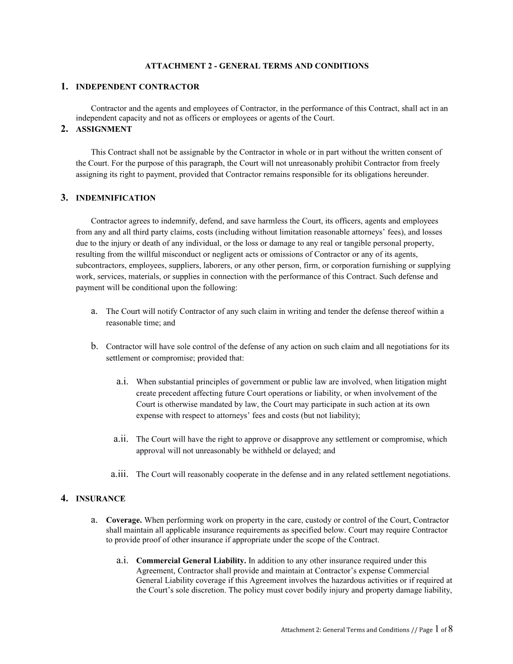 Attachment 2 - General Terms and Conditions