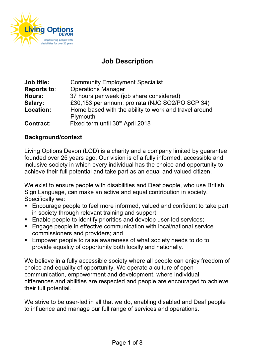 Job Title:Community Employment Specialist