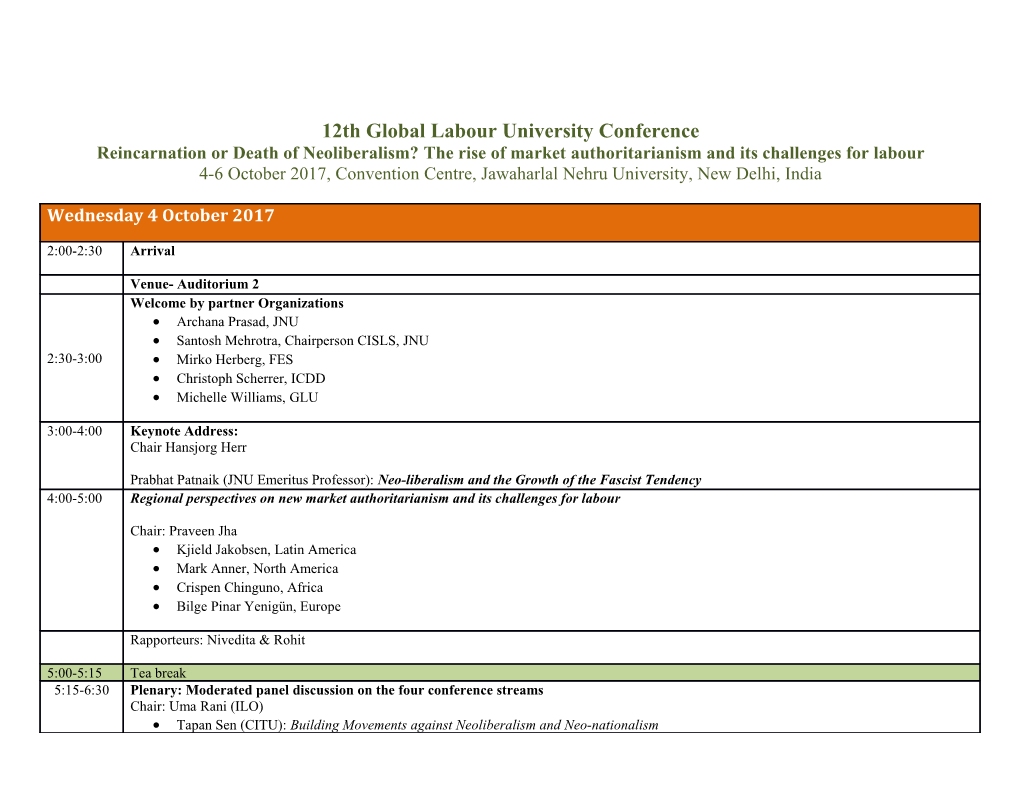 12Th Global Labour University Conference