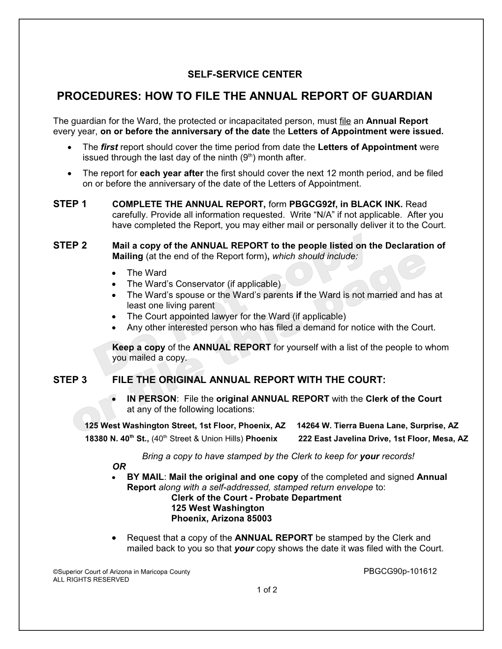 Procedures: How to File the Annual Reportof Guardian