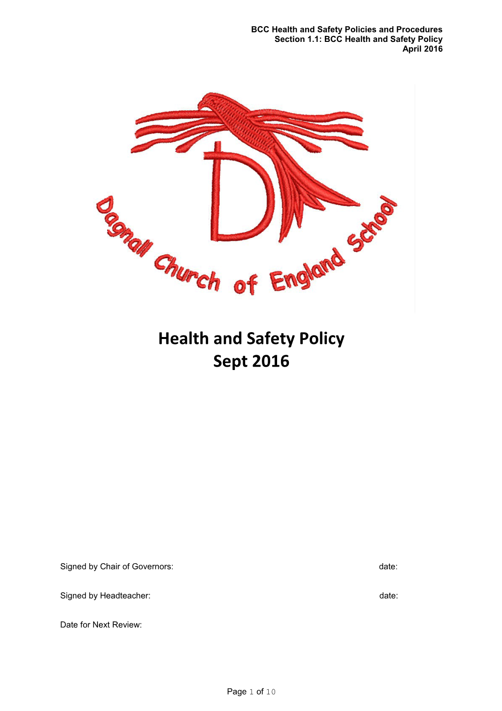 BCC Health and Safety Policies and Procedures
