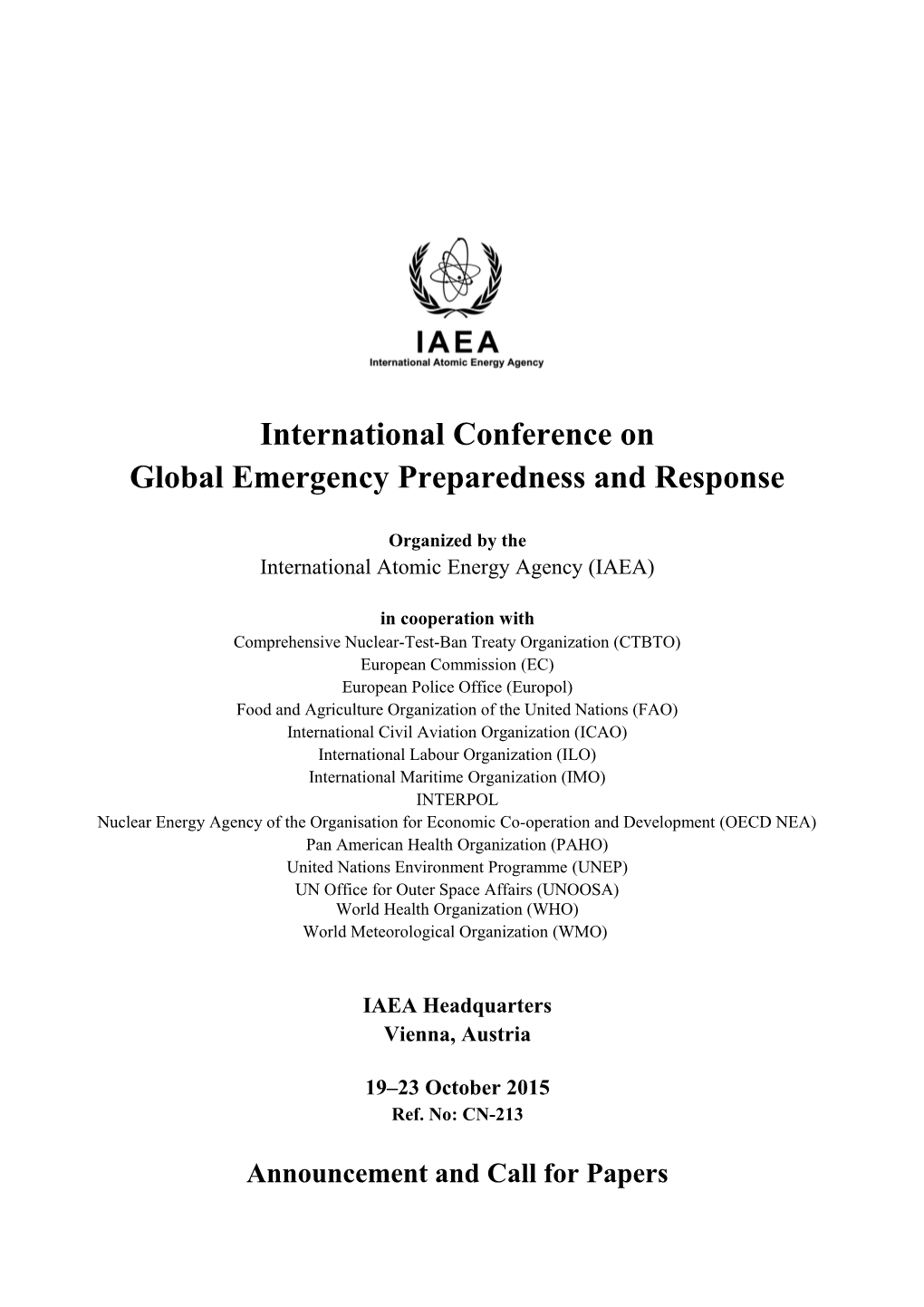 Global Emergency Preparedness and Response