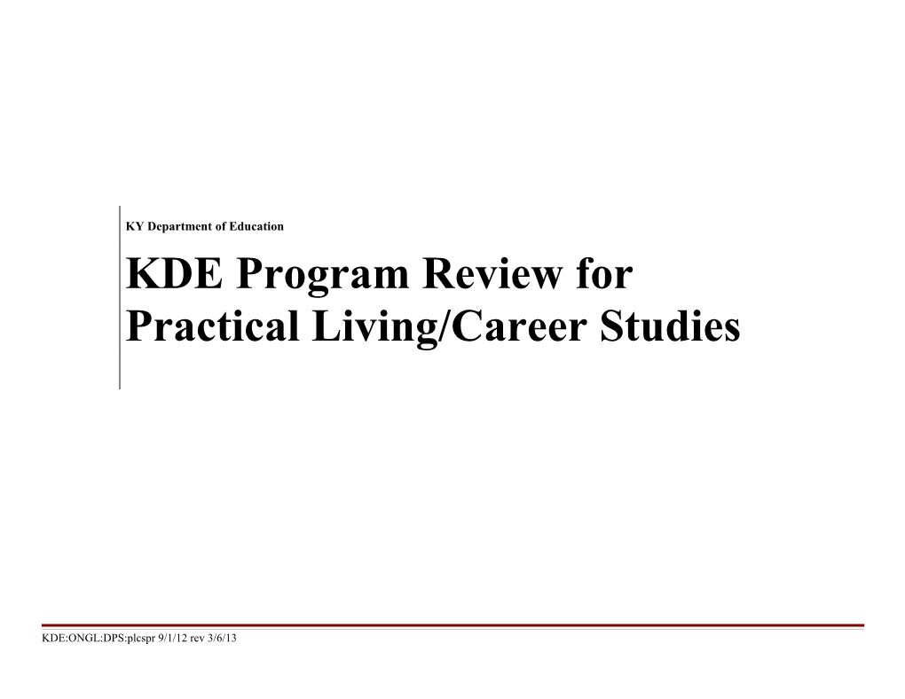 KDE Practical Living Program Review 3-13