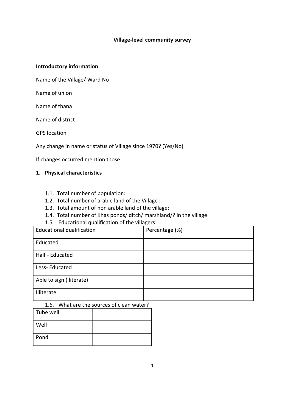 Village-Level Community Survey