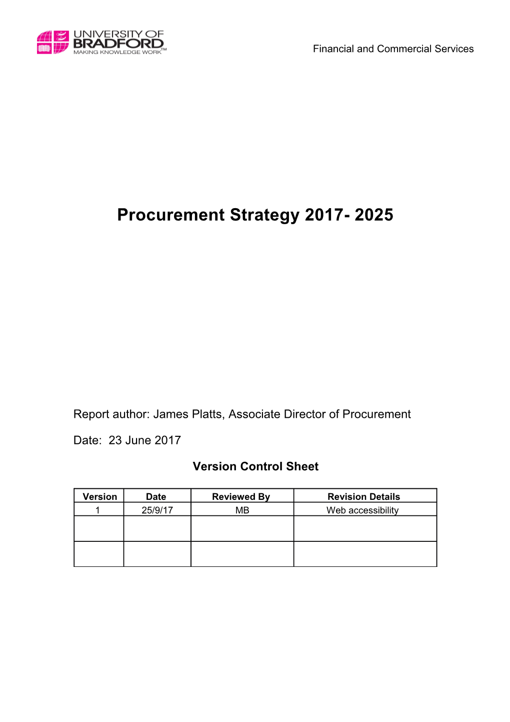 Procurement Strategy 2017- 2025