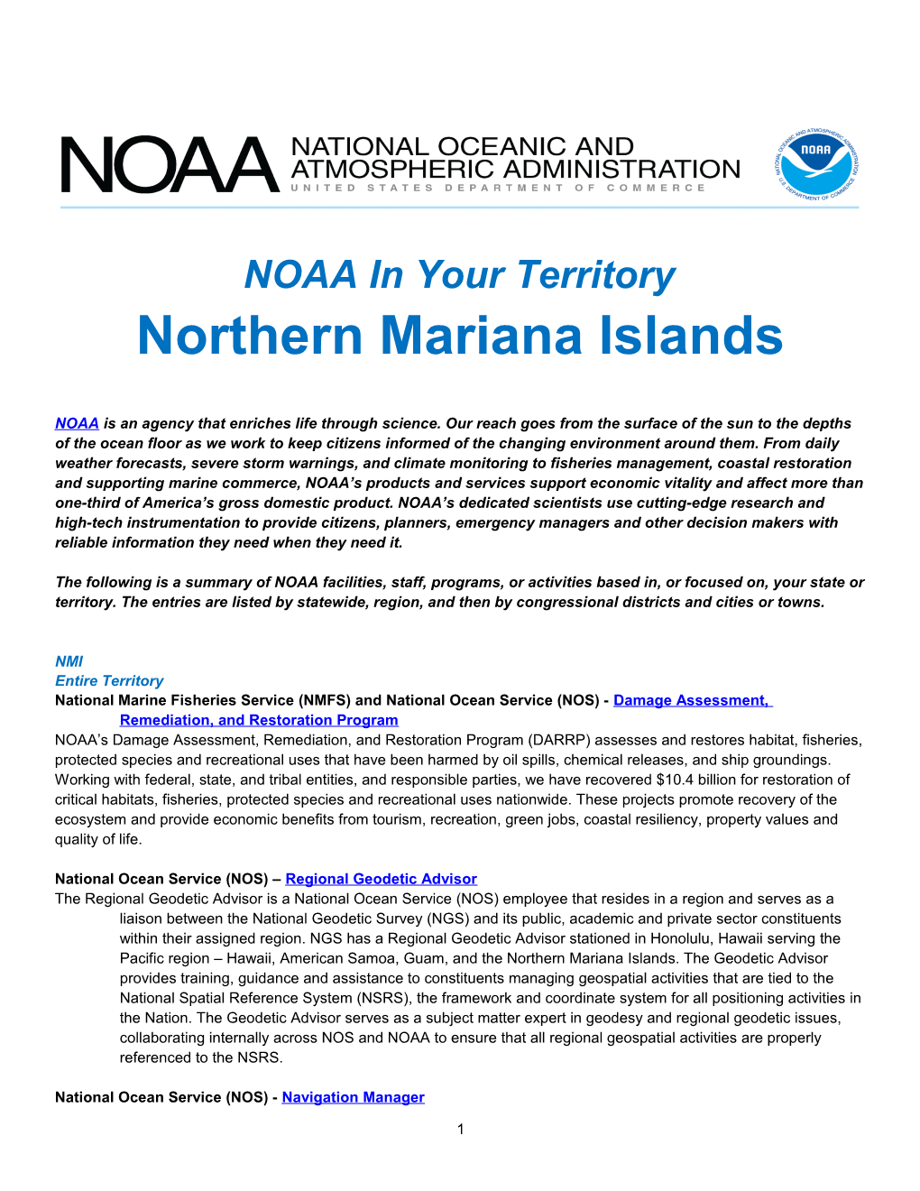 NOAA in Your State - Northern Mariana Islands