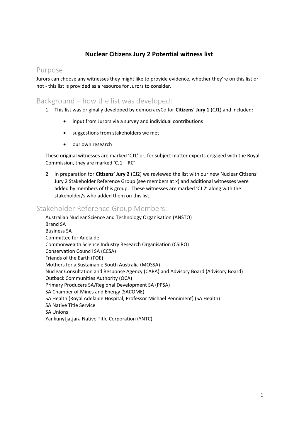 Nuclear Citizens Jury 2Potential Witness List