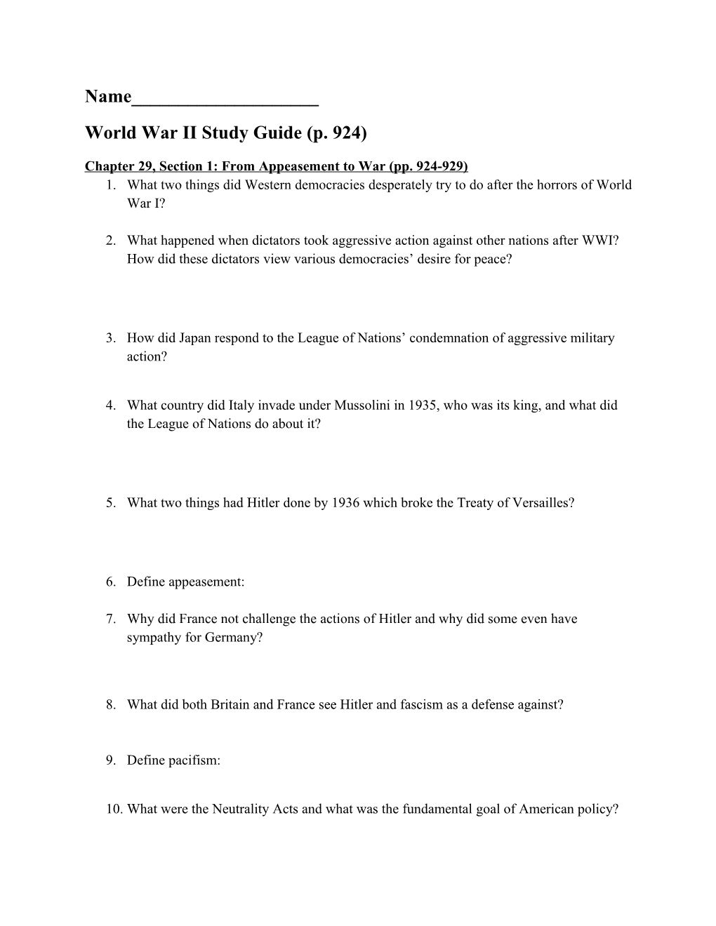 World War II Study Guide (P. 924)
