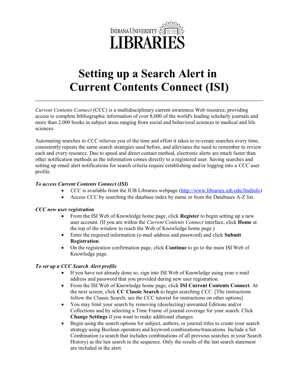 Current Contents Connect (ISI)