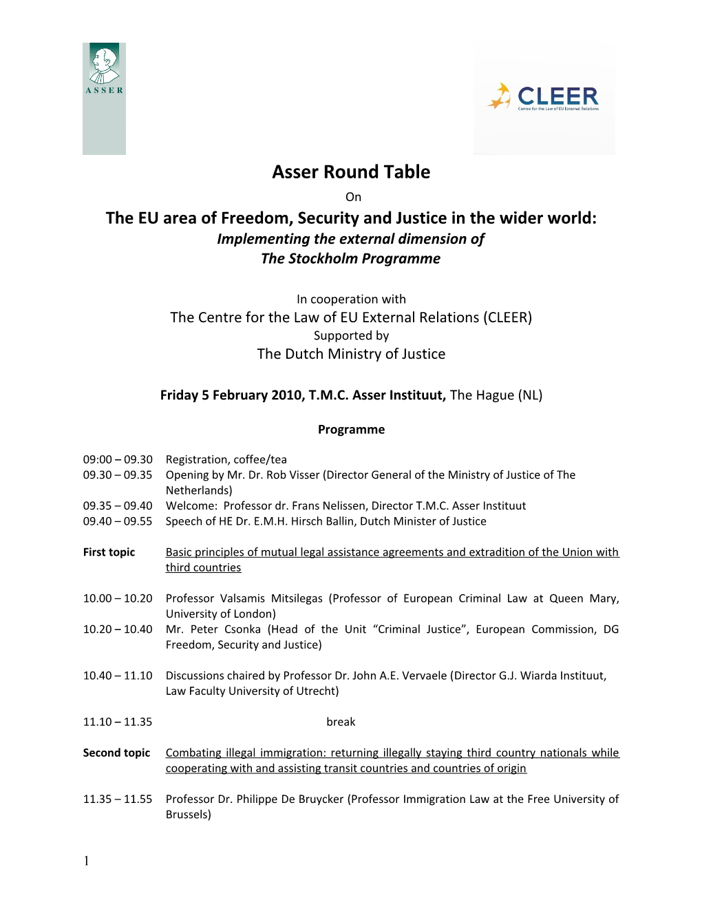 The EU Area of Freedom, Security and Justice in the Wider World