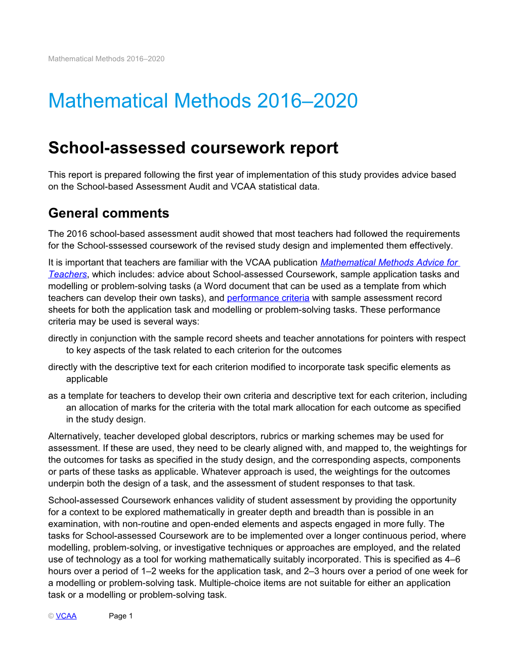 School-Assessed Coursework Report