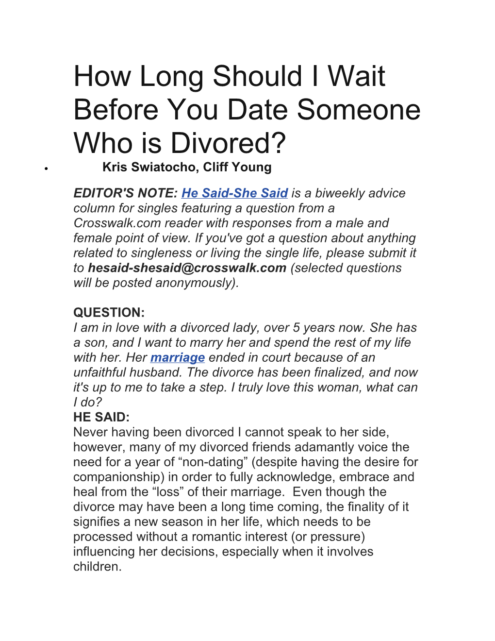 How Long Should I Wait Before You Date Someone Who Is Divored?
