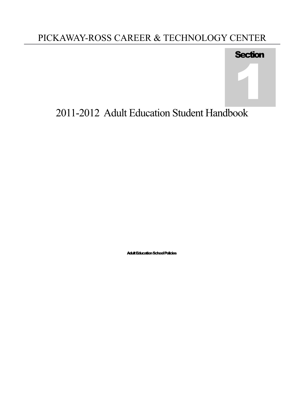 2011-2012 Adult Education Student Handbook