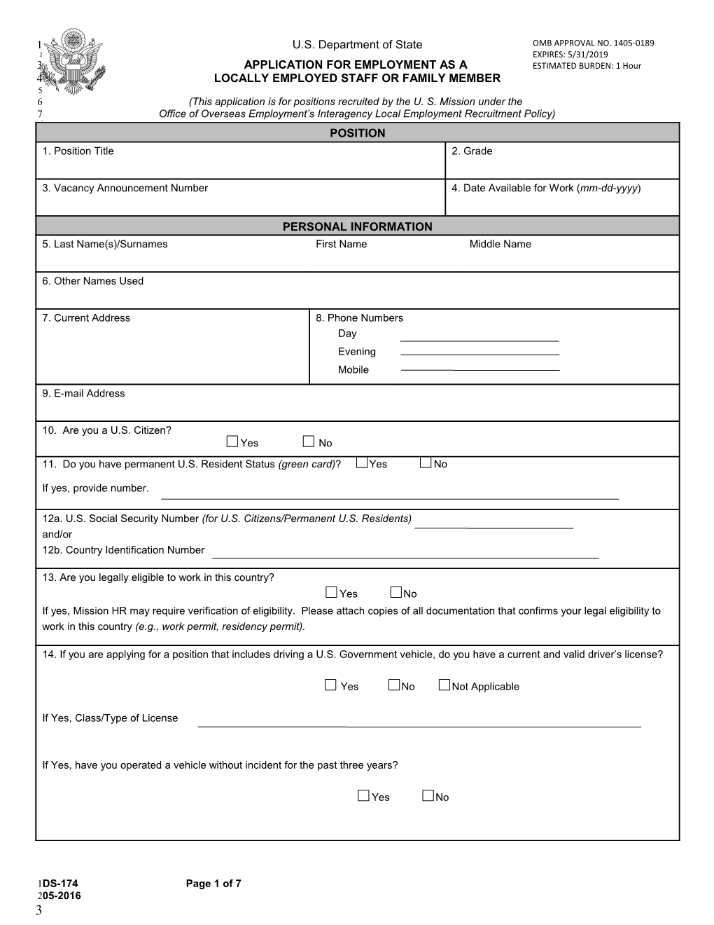 DS-174 Application Form