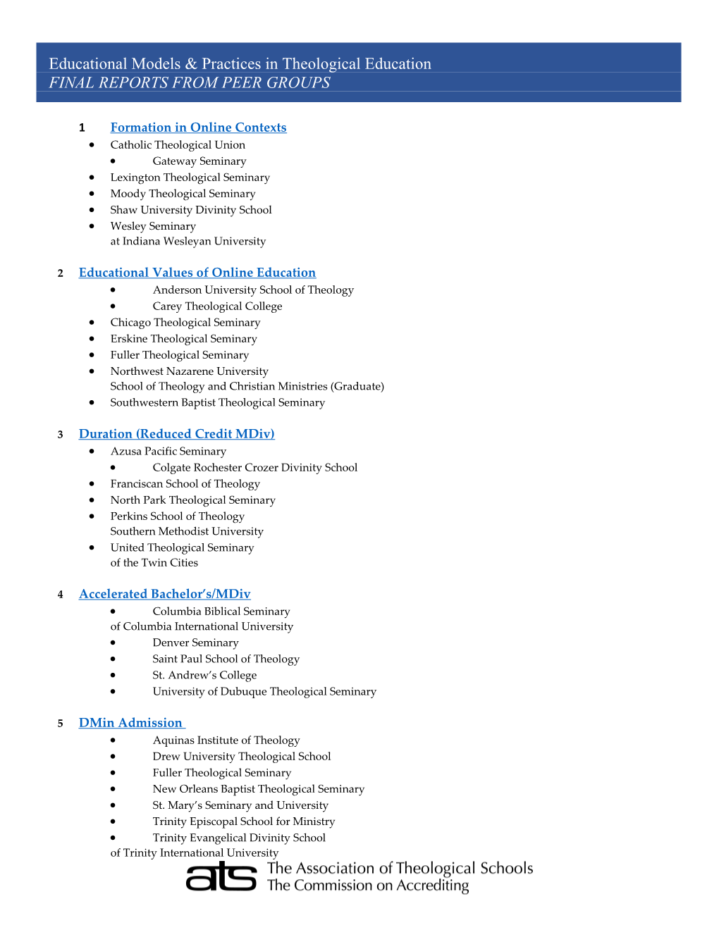 Educational Models & Practices in Theological Education