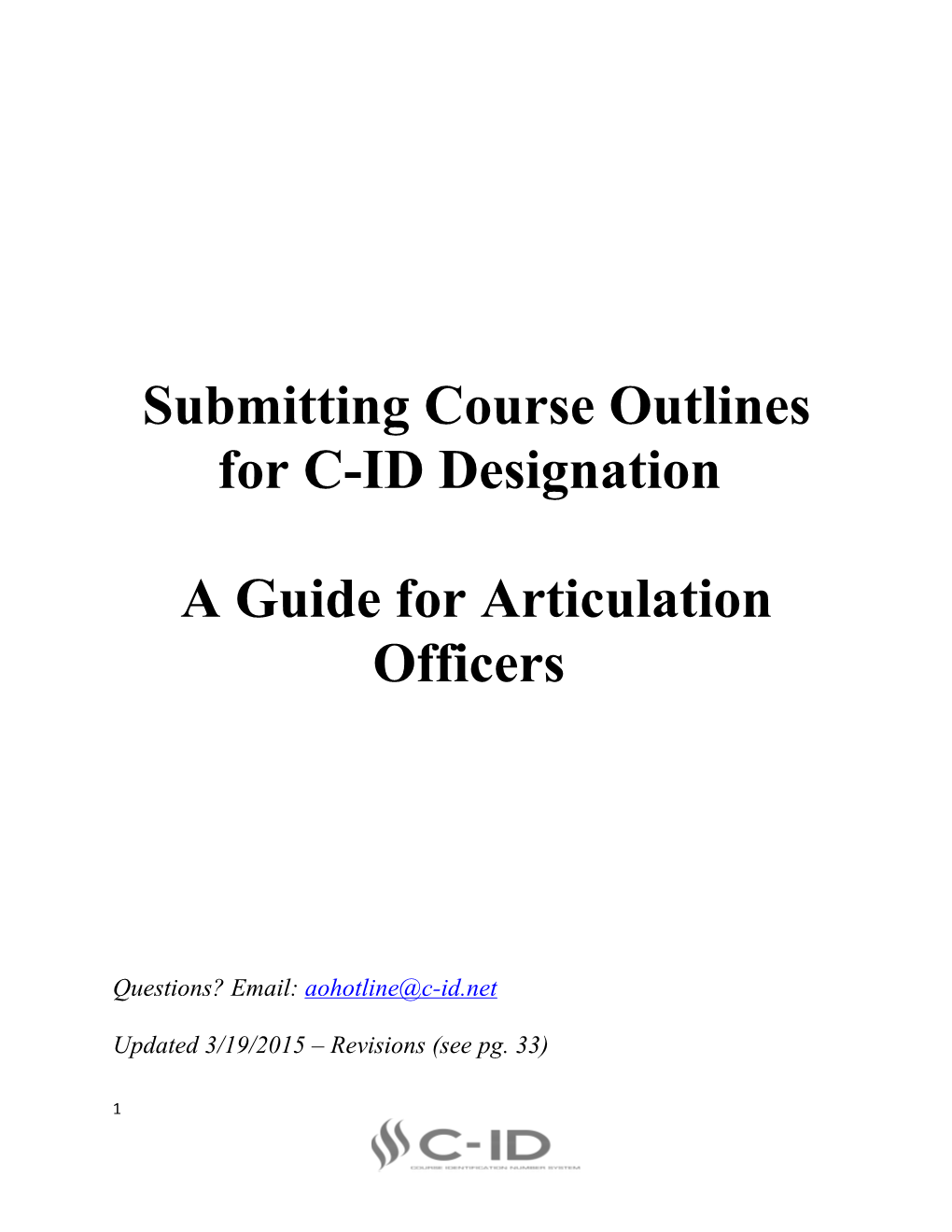 Submitting Course Outlines for C-ID Designation