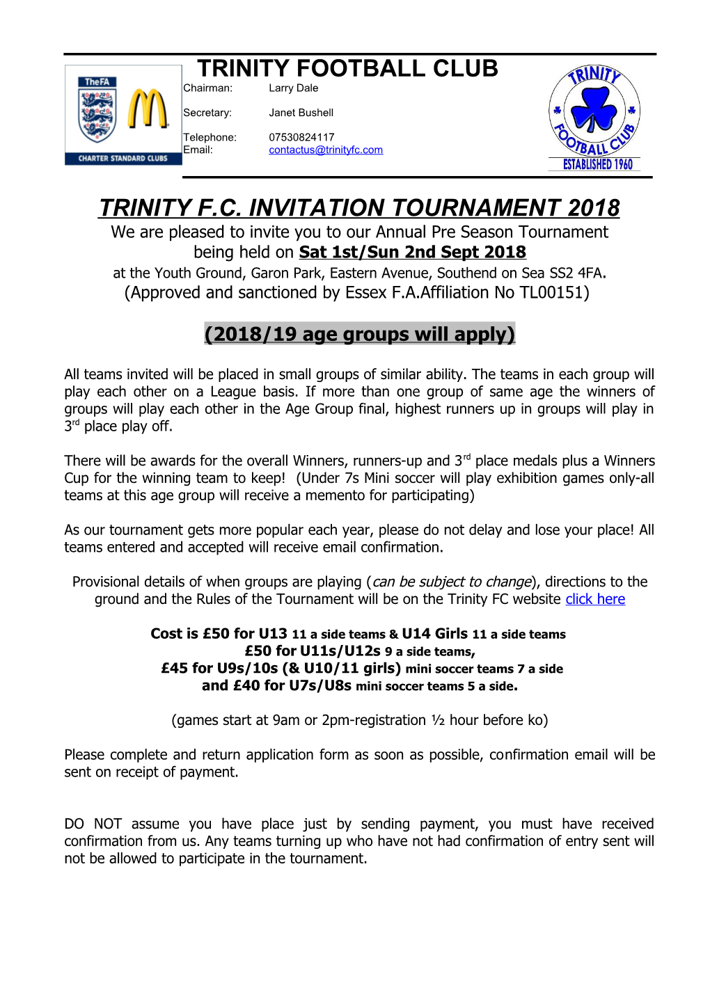 Trinity F.C.Invitation Tournament 2018