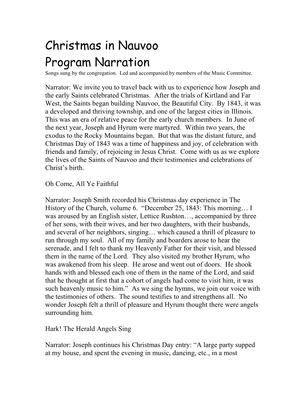 Christmas in Nauvoo Program