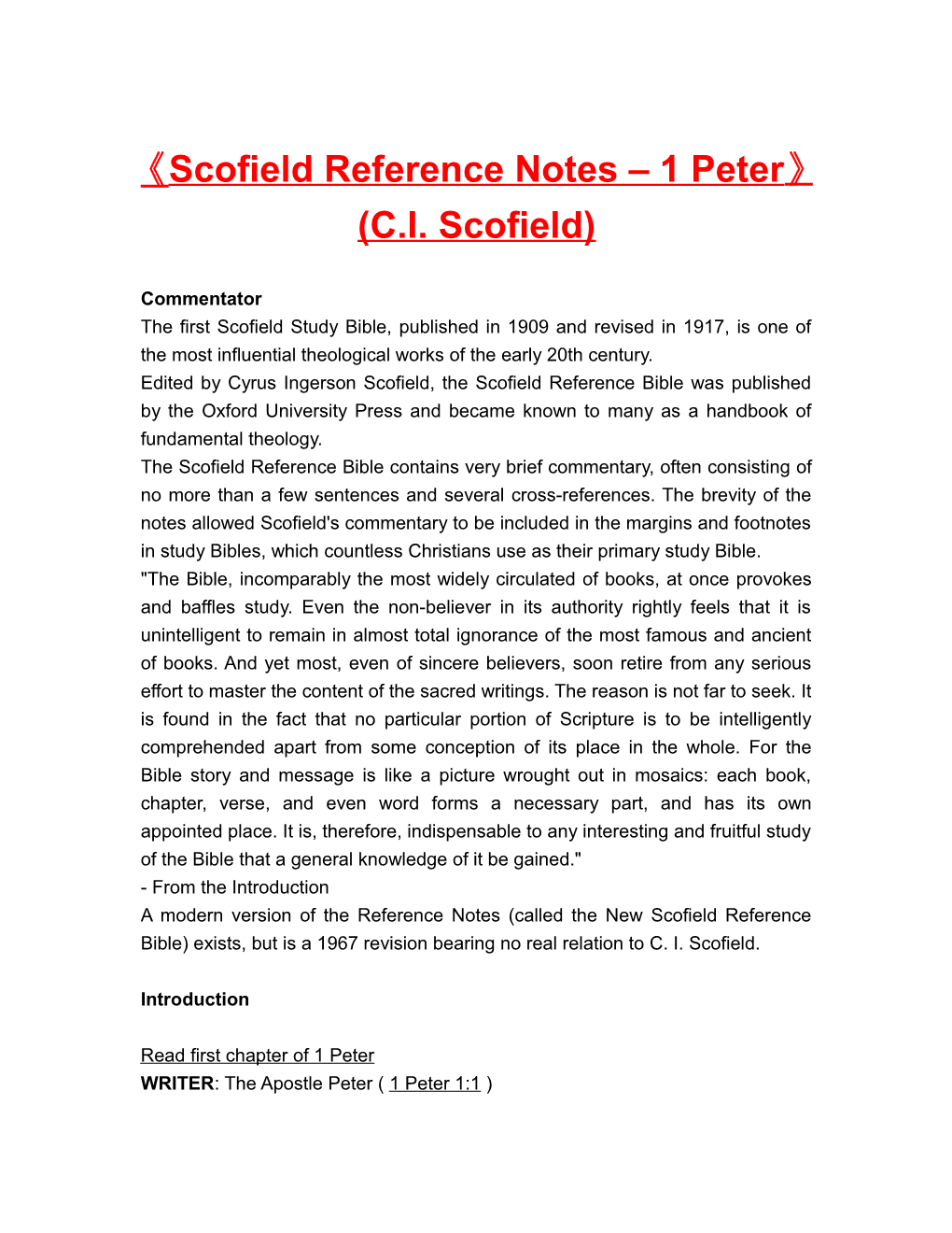 Scofield Reference Notes 1 Peter (C.I. Scofield)
