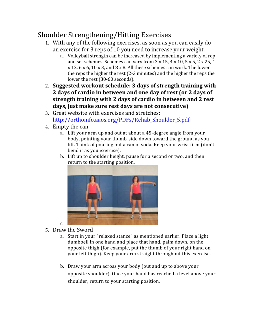 Shoulder Strengthening/Hitting Exercises