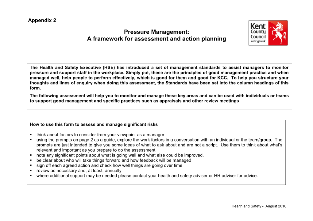 A Framework for Assessment and Action Planning
