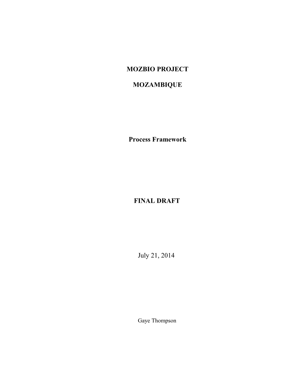 Process Framework - Draft