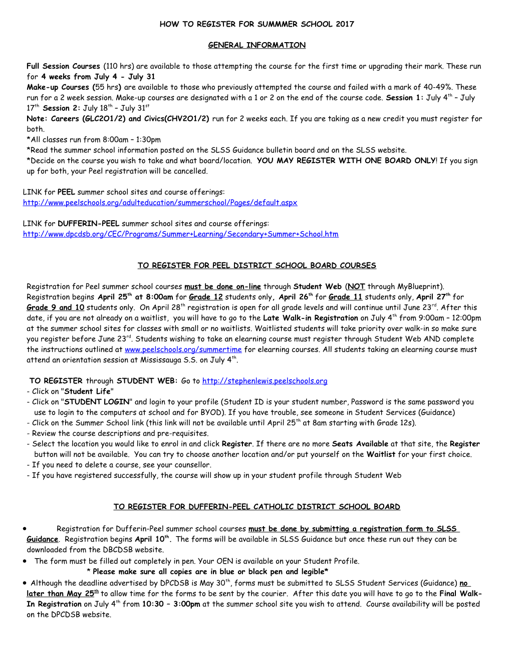 How to Register for Summmer School 2017