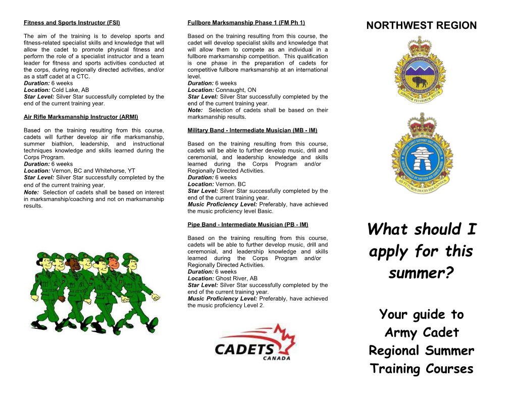 National Summer Training Opportunities for 2011