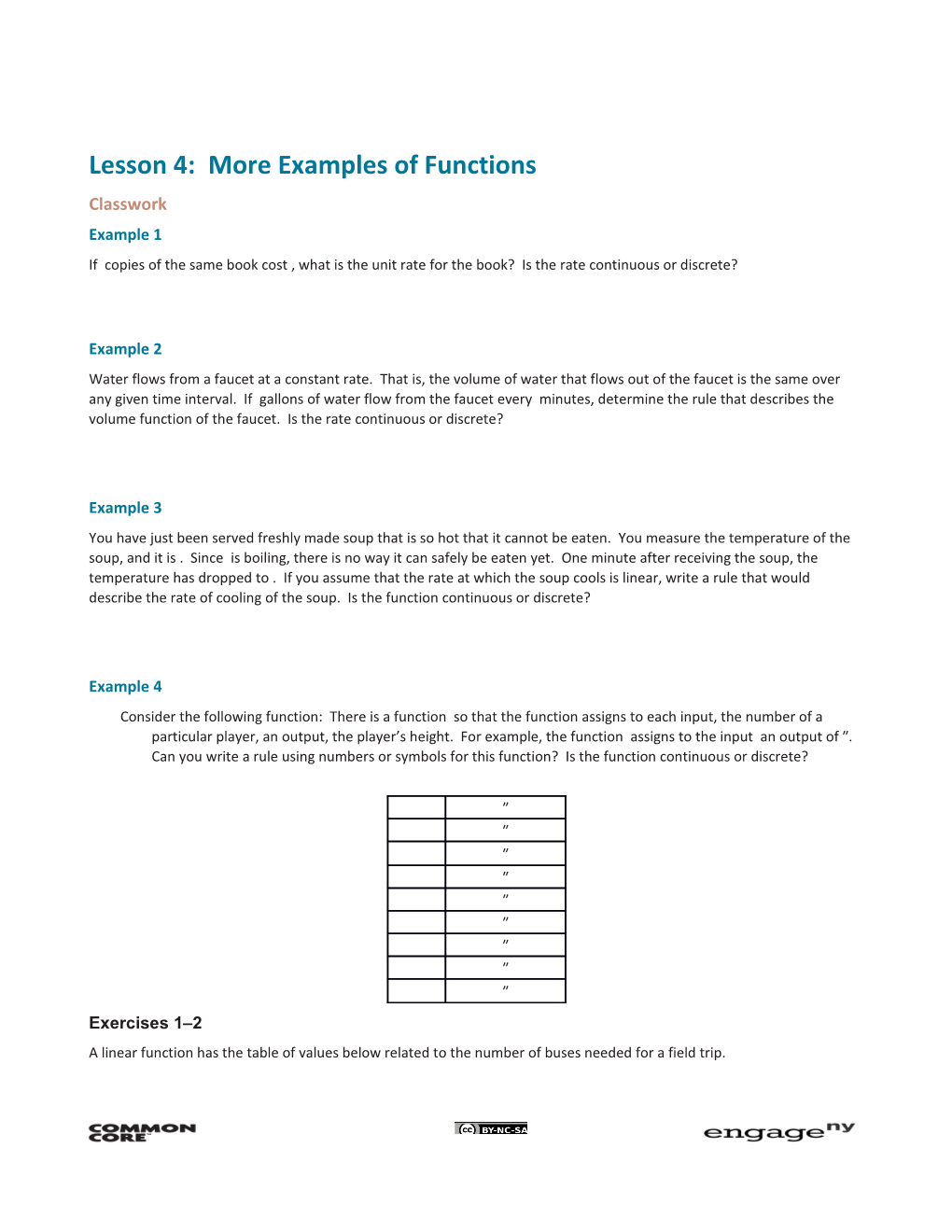 Lesson 4: More Examples of Functions