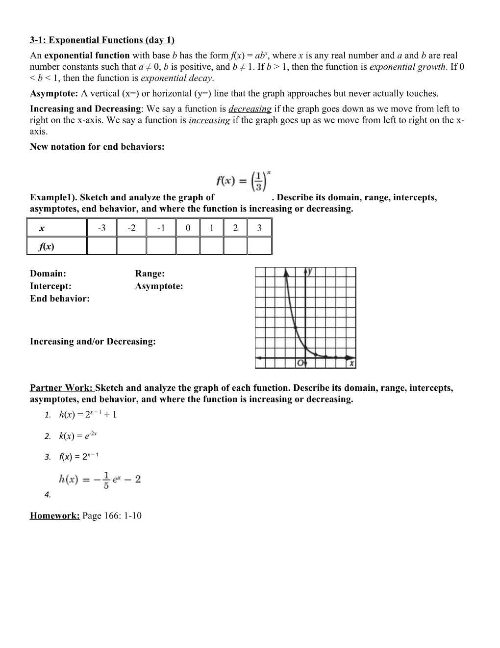 3-1: Exponential Functions (Day 1)