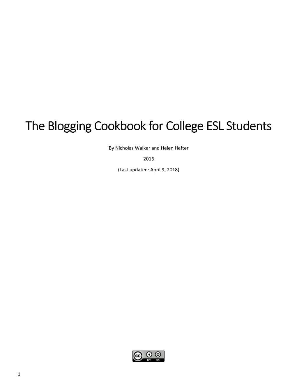 The Bloggingcookbook for College ESL Students