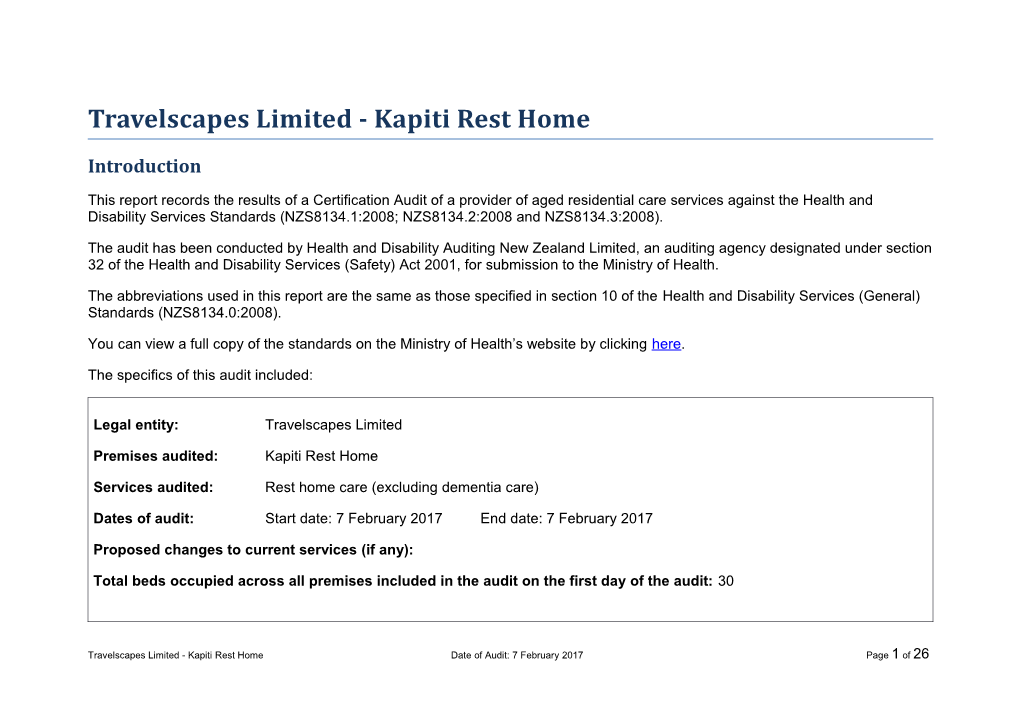 Travelscapes Limited - Kapiti Rest Home