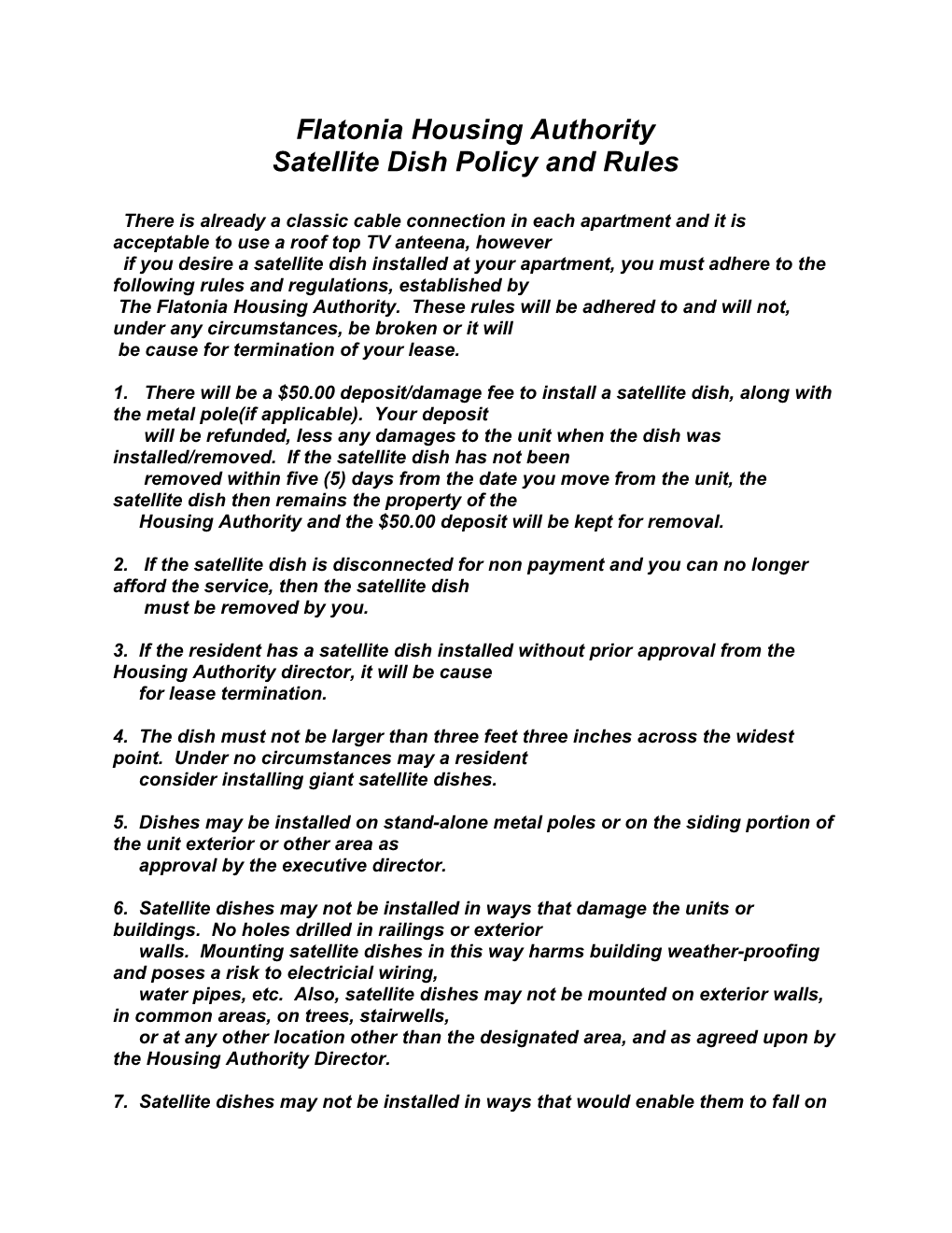 Satellite Dish Policy and Rules