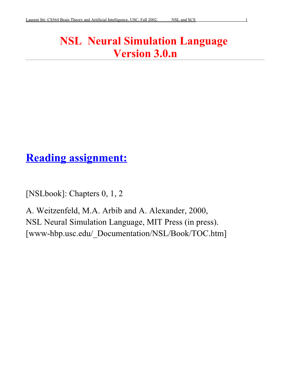 NSL Neural Simulation Language