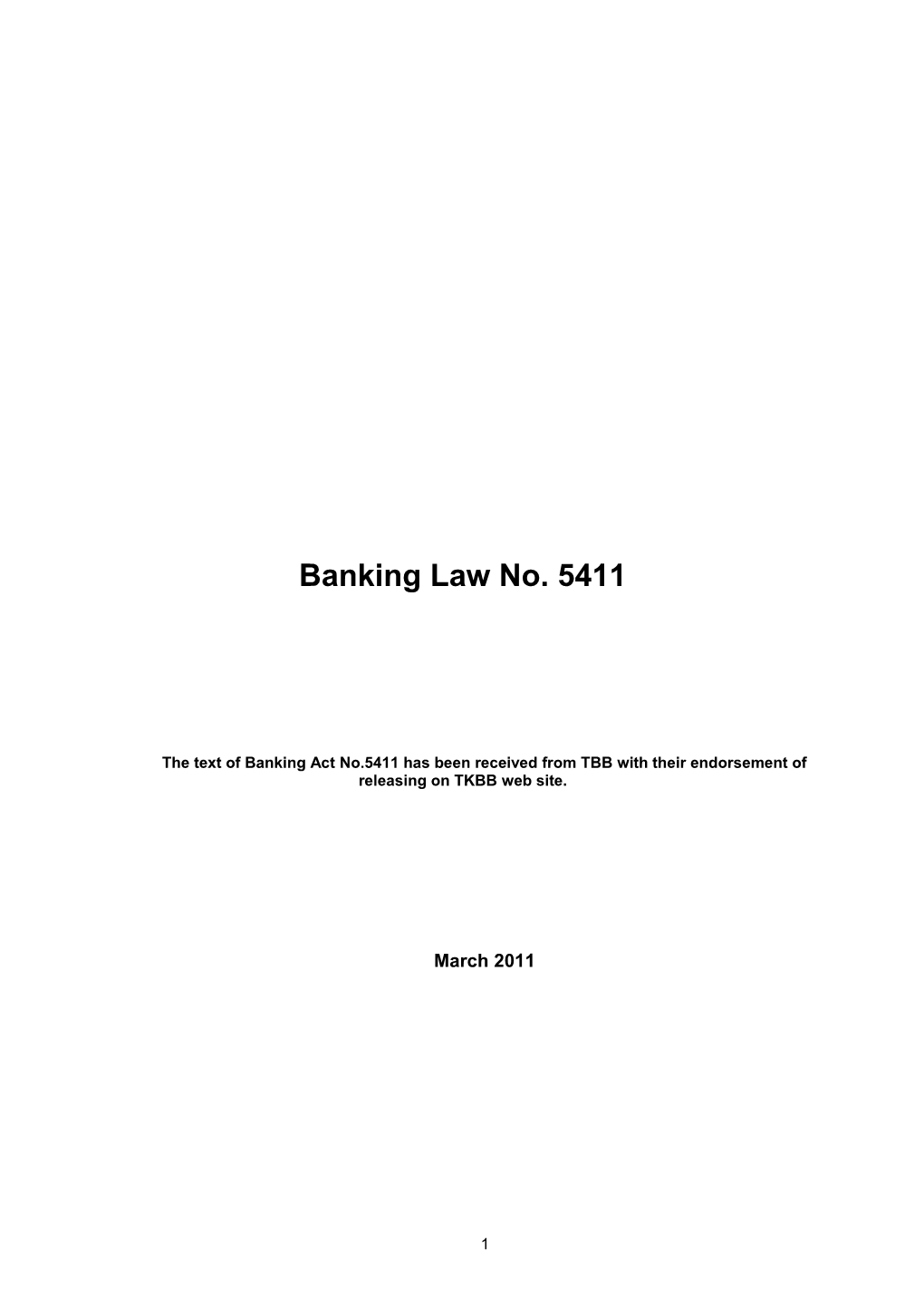 Banking Law No. 5411