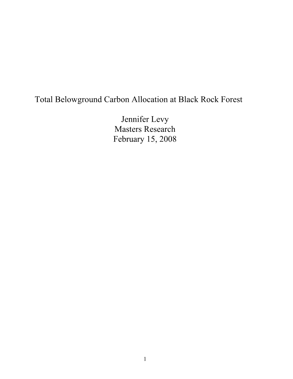 Total Belowground Carbon Allocation at Black Rock Forest