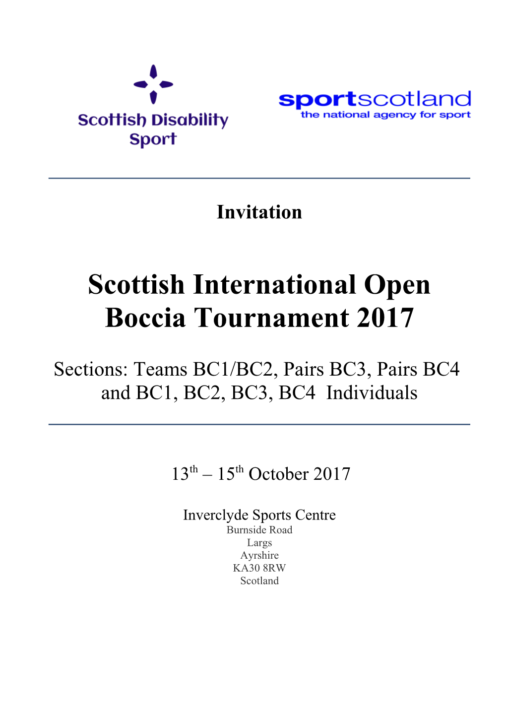 Invitation to the Int. Czech Boccia Championships