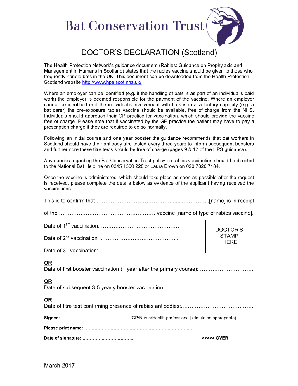 DOCTOR S DECLARATION (Scotland)