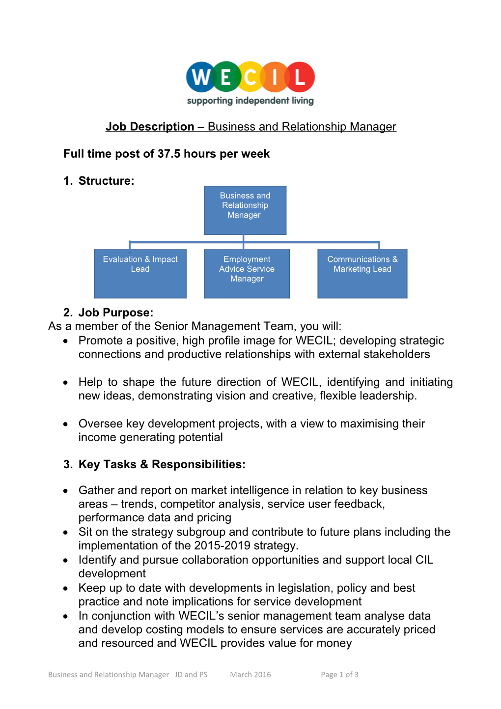 Job Description Business and Relationship Manager