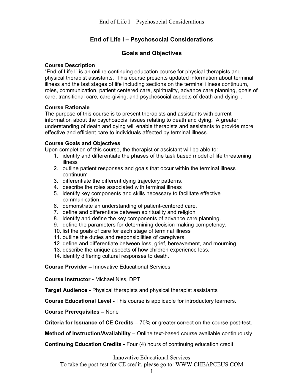 Initial Diagnosis of Terminal Illness