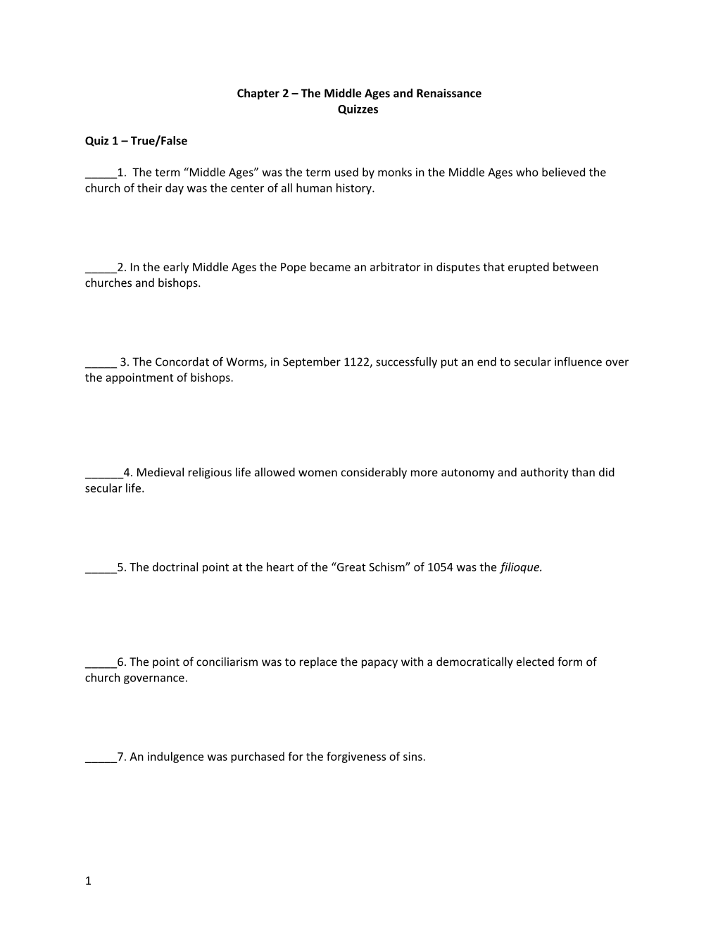 Chapter 2 the Middle Ages and Renaissance