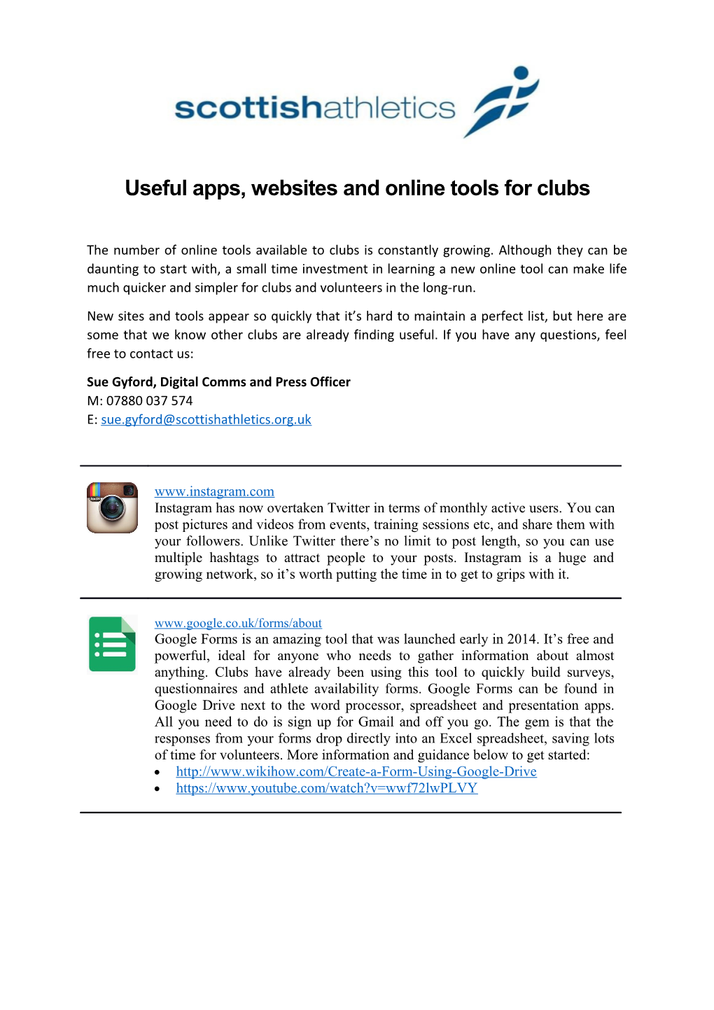 Useful Apps, Websites and Online Tools for Clubs