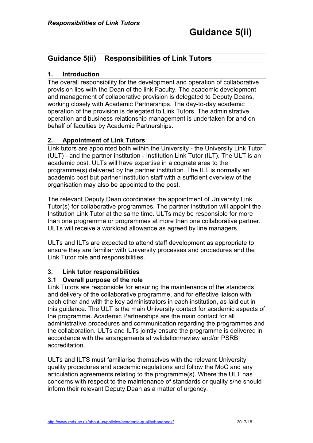 Guidance 5(Ii)Responsibilities of Link Tutor S