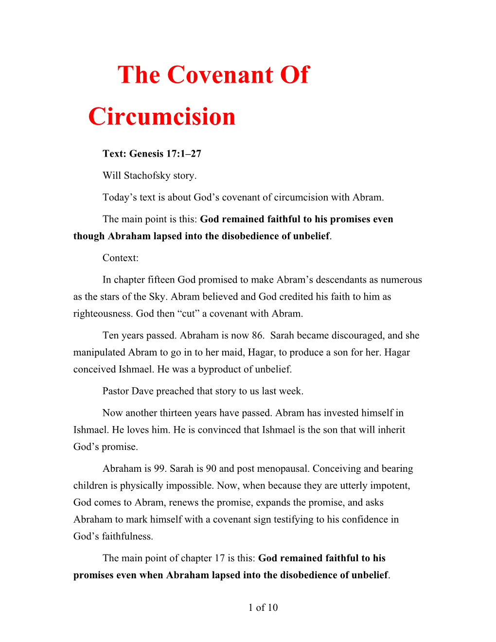 The Covenant of Circumcision