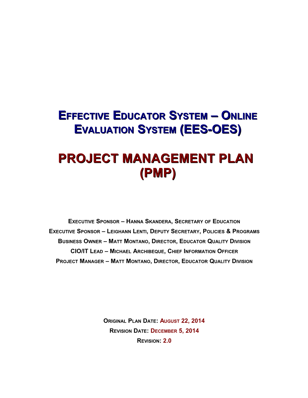 Effective Educator System Online Evaluation System (EES-OES)