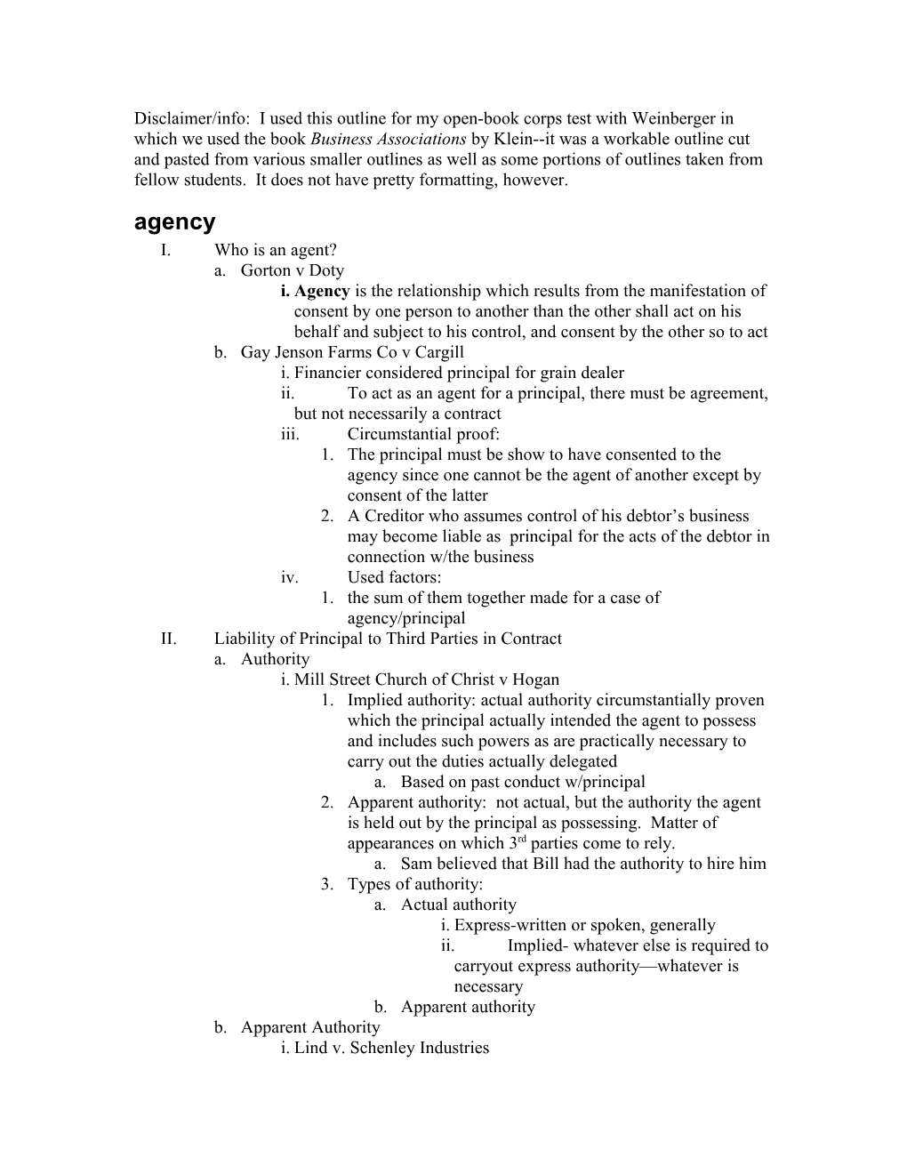 Disclaimer/Info: I Used This Outline for My Open-Book Corps Test with Weinberger in Which