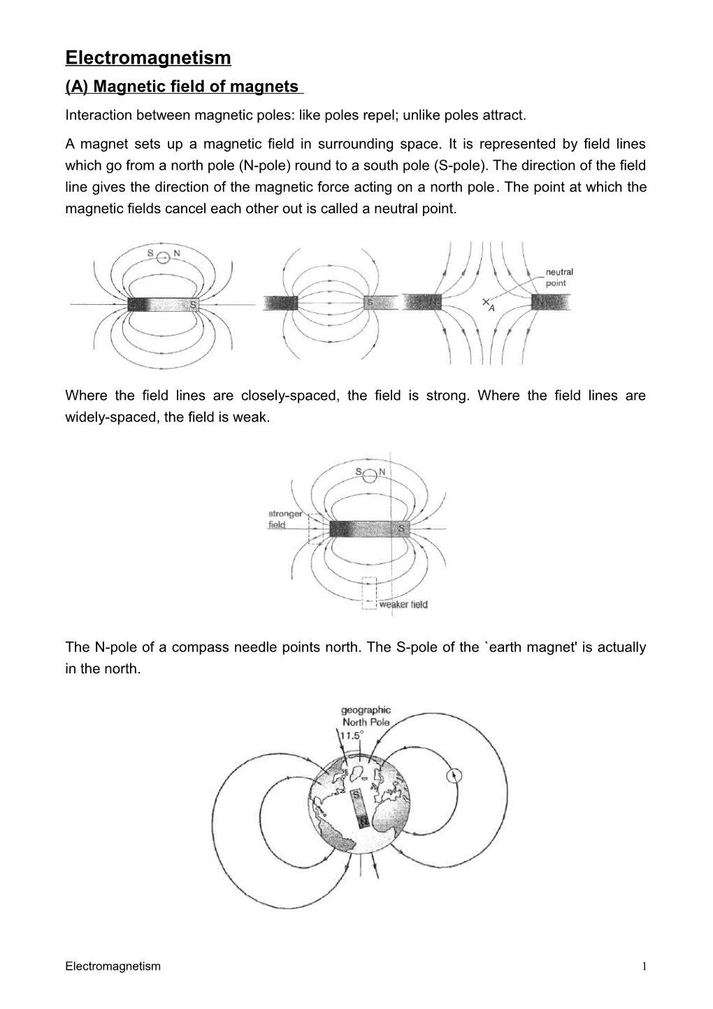 Magnetic Field of Magnets Interaction Between Magnetic Poles: Like Poles Repel; Unlike