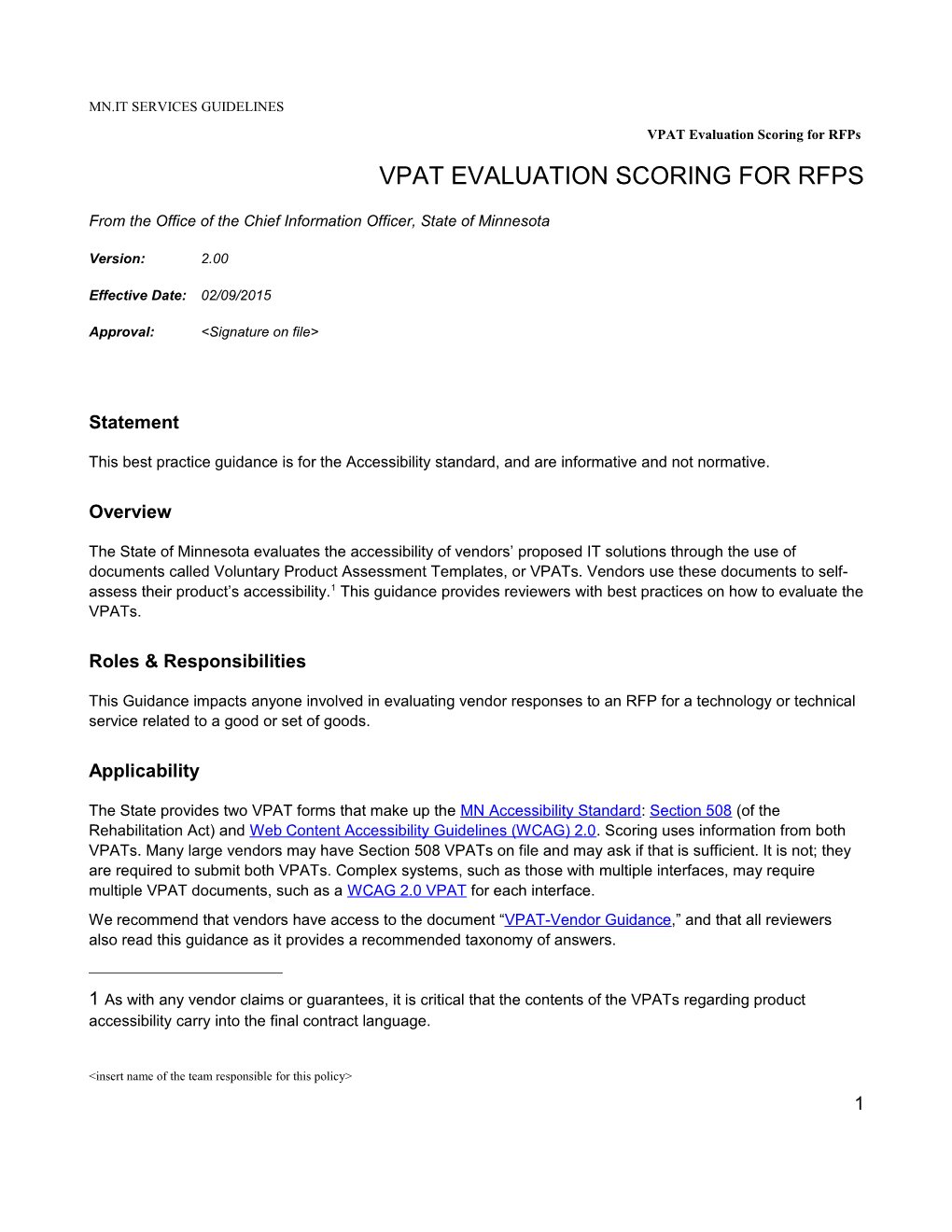 VPAT Evaluation Scoring for Rfps