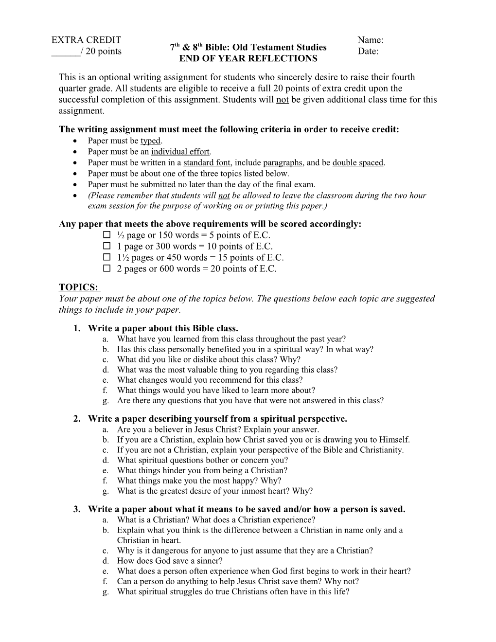 7Th & 8Th Bible: Old Testament Studies