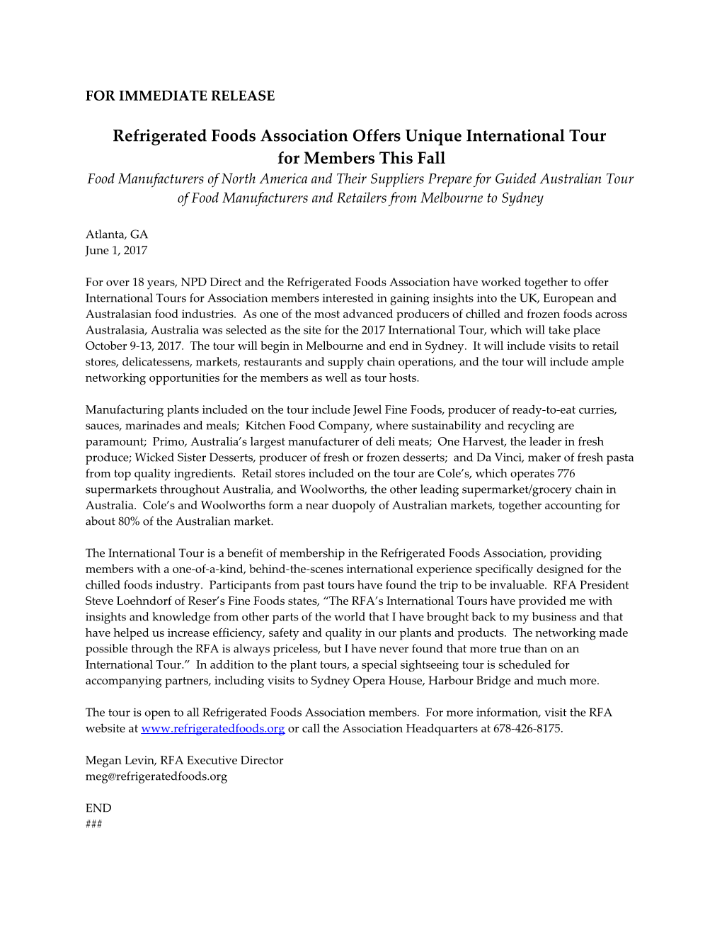 Refrigerated Foods Association Offers Unique International Tour